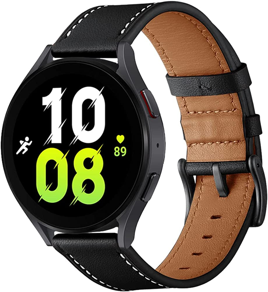 20Mm Leather Bands for Samsung Galaxy Watch 5 Band 44Mm 40Mm / Galaxy Watch 5 Pro 45Mm Band 2022 / Galaxy Watch Active 2 Band 40Mm 44Mm / Galaxy Watch 4 / 4 Classic Bands for Men Women Leather Strap  HATALKIN   