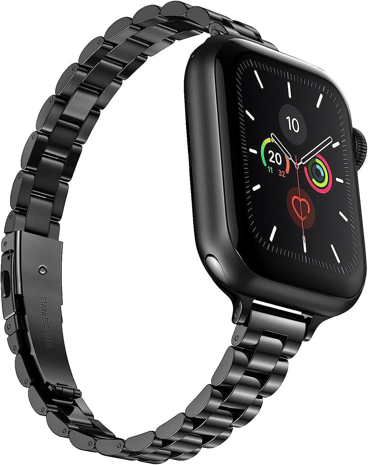 Fitlink Metal Band Compatible for Apple Watch Series 8 7 6 5 4 3 2 1 SE Apple Watch Ultra, Stainless Steel Waterproof Apple Watch Band for Apple Watch 38Mm 40Mm 41Mm 42Mm 44Mm 45Mm 49Mm for Women Men  Fitlink Black-S 42/44/45/49 mm 