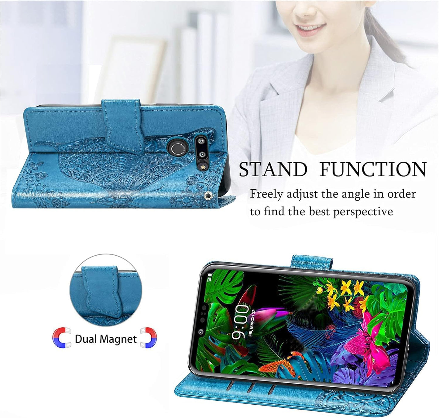 NKECXKJ LG G8 Thinq Case, Design for LG G8/G8 Thinq Case with Card Holder Stand Kickstand for Women Men Girls Boys,Lgg8/G8Thinq Wallet Cute PU Leather Flip Protective Cover 6.1 Inch-Blue  NKECXKJ   