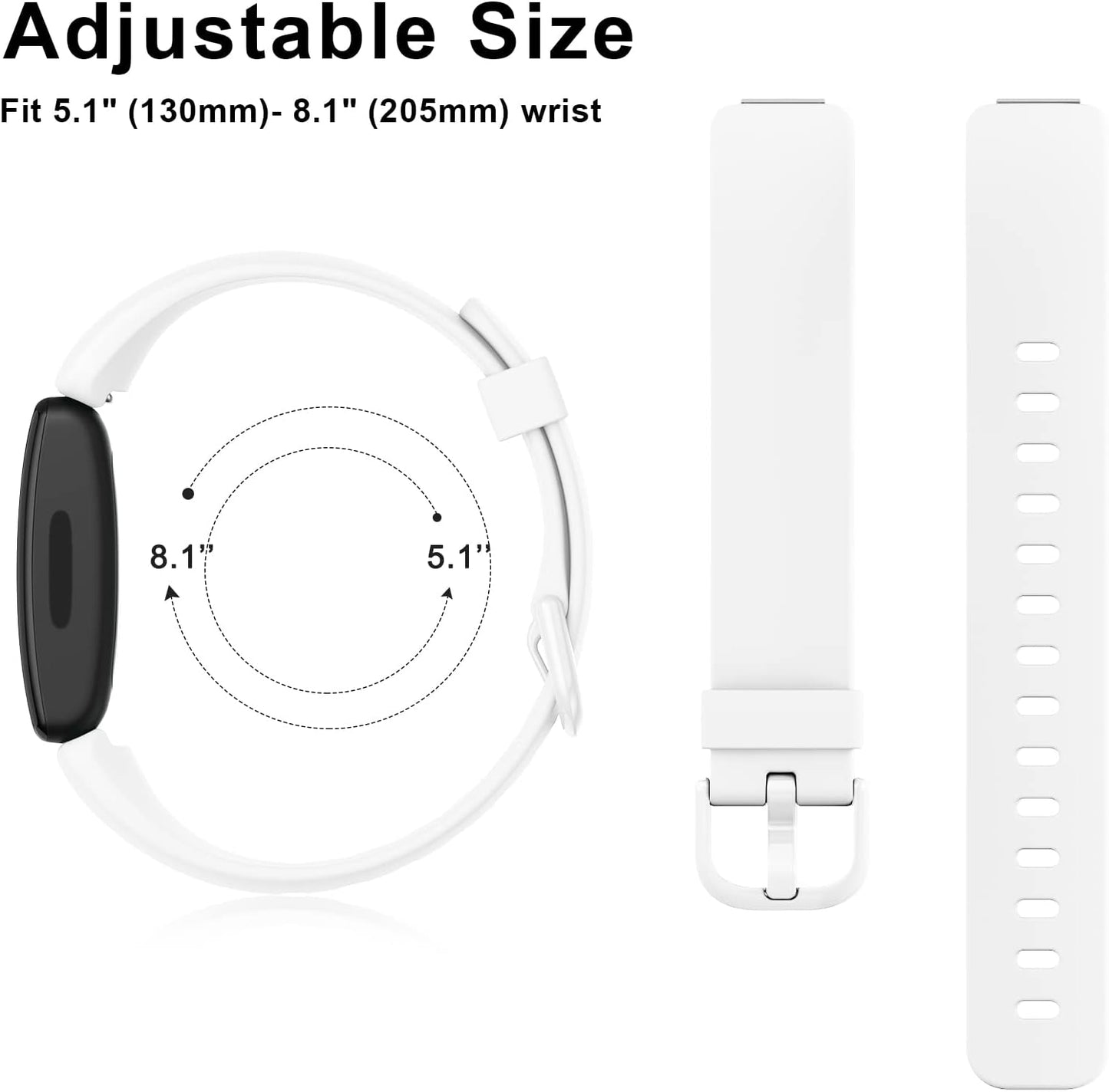 3 Pack Silicone Bands Compatible with Fitbit Inspire 2 Bands for Women Men, Adjustable Replacement Sport Wristbands Straps for Fitbit Inspire 2 / Ace 3 (Black/Gray/White)  Mugust   