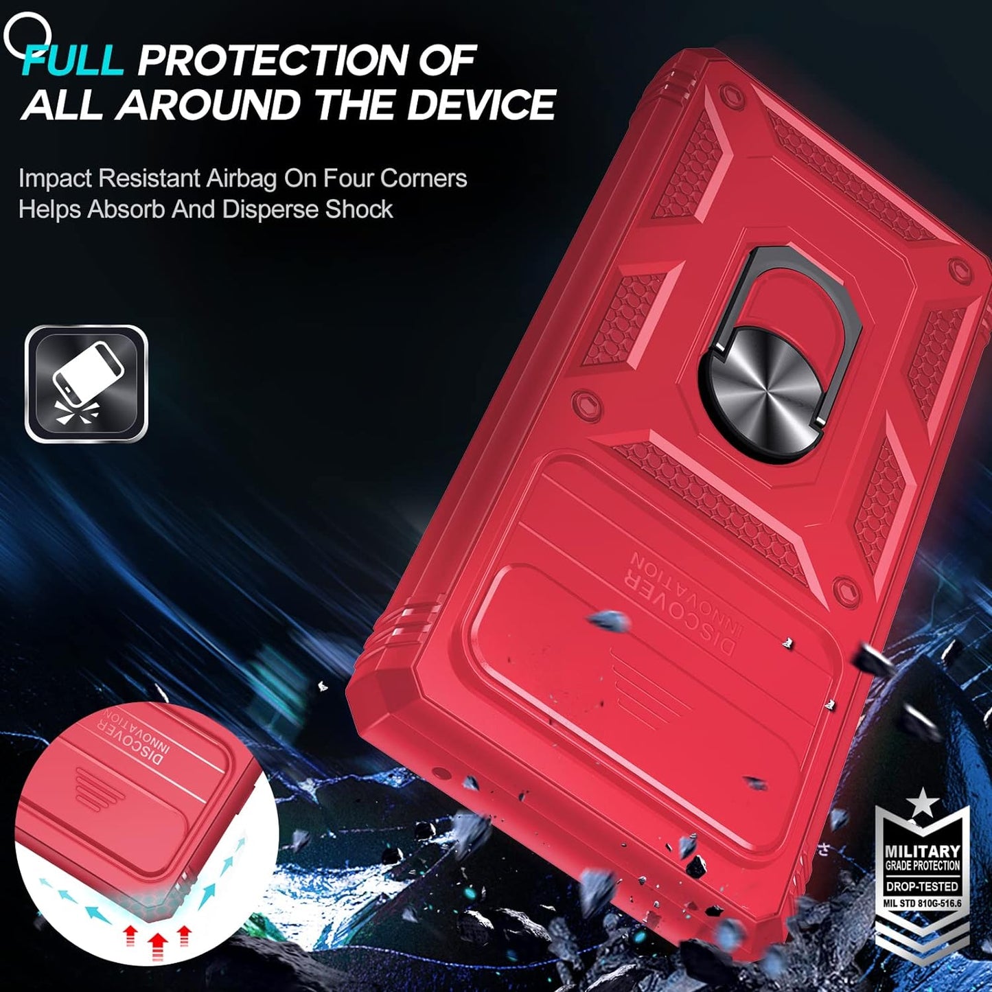 Leyi for Google Pixel 6 Case: Case for Pixel 6 with Slide Camera Cover + [2 Packs] Tempered Glass Screen Protector, 360 Full Body Military-Grade Phone Case with Kickstand for Google Pixel 6, Red  LeYi   