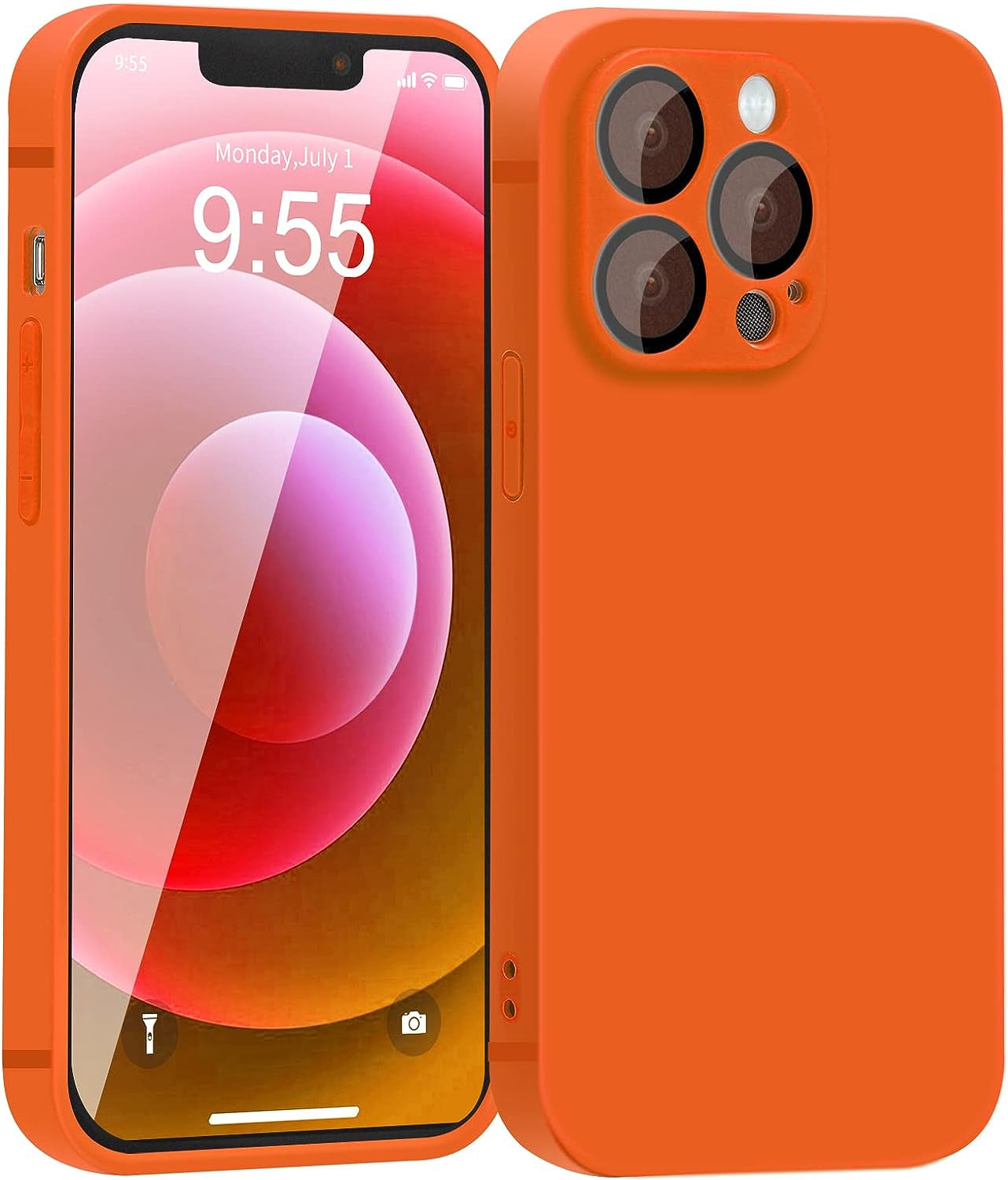 YZR Silicone Case for Iphone 12 Pro Max Case 6.7 Inch, Individual Protection for Each Lens, Liquid Silicone Phone Case with Microfiber Lining (Hawthorn Red)  YZR Orange  