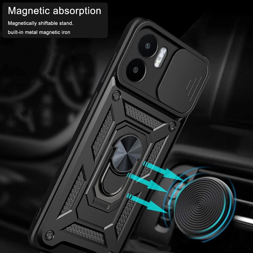 Ccsmall Case for Xiaomi Redmi A1 with Slide Camera Cover, Military Grade Drop Protective Phone Cover Case with Ring Kickstand for Xiaomi Redmi A1 SJ Green  CCSmall   