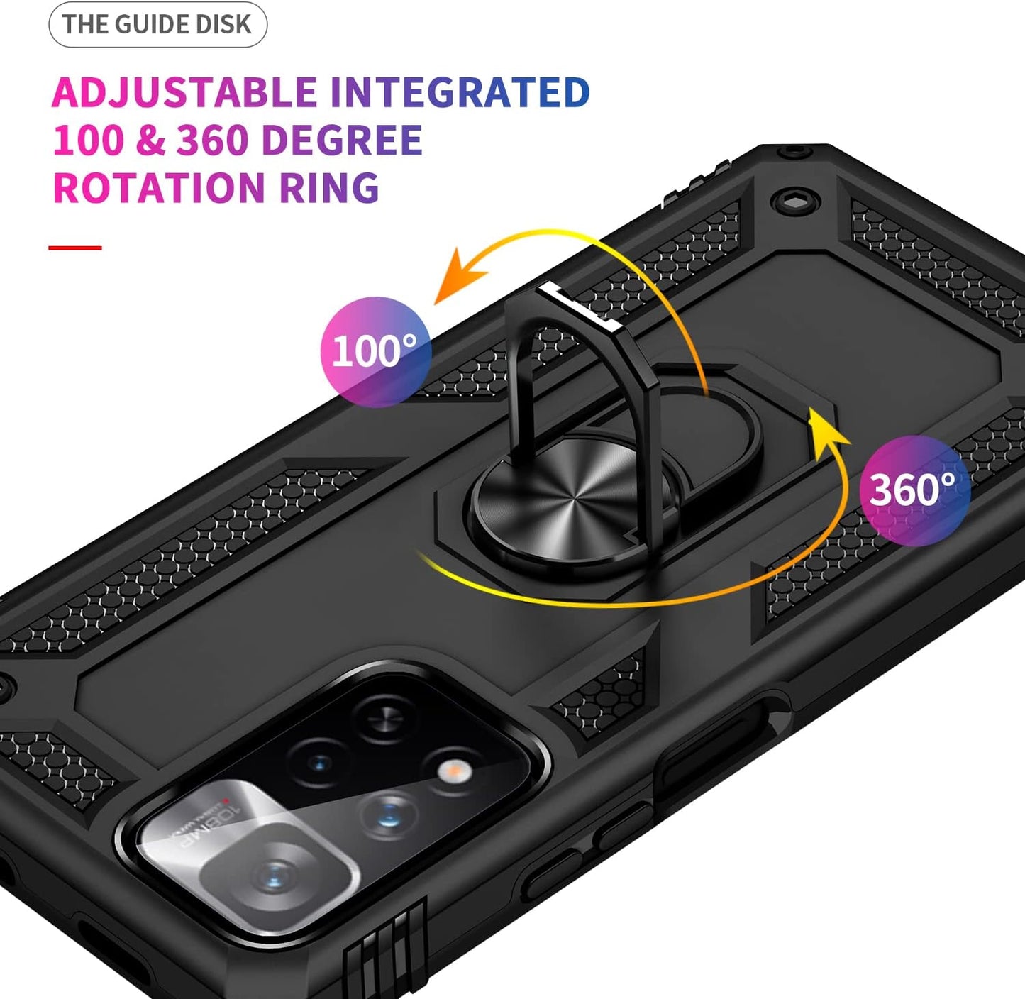 Bozyoodt for Xiaomi Redmi Note 11 Pro plus Case with Screen Protector,Kickstand Heavy Duty Protection Dual Layer Shockproof Military Protective Cover Phone Case for Redmi Note 11 Pro plus (Black)  Bozyoodt   