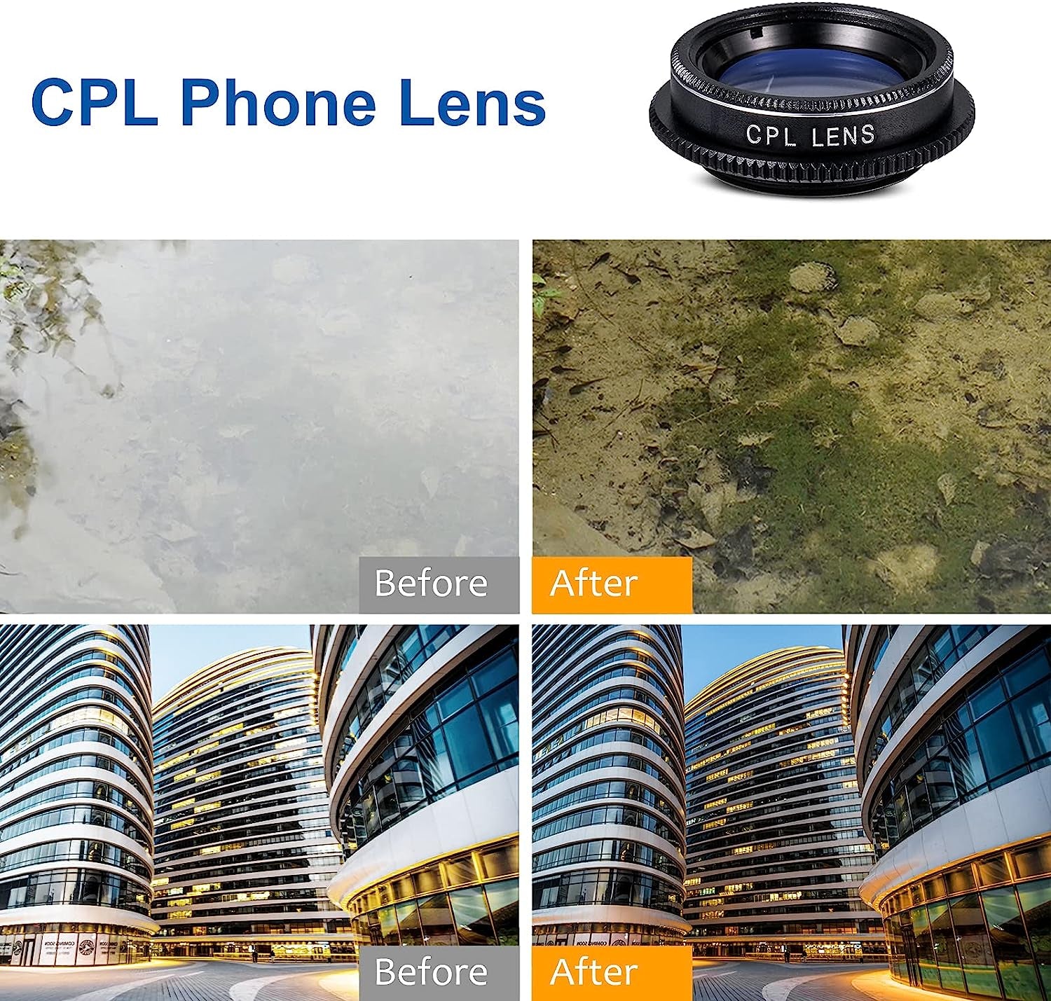 Cell Phone Lens 6 in 1 Phone Camera Lens Kits with 18X Zoom Telescope Lens, Fisheye, Macro, Wide Angle, Kaleidoscope, CPL Lens, Tripod Clip-On Lens for Iphone X XS Max 8 7 6 plus Samsung Google Pixel  Fgzefort   