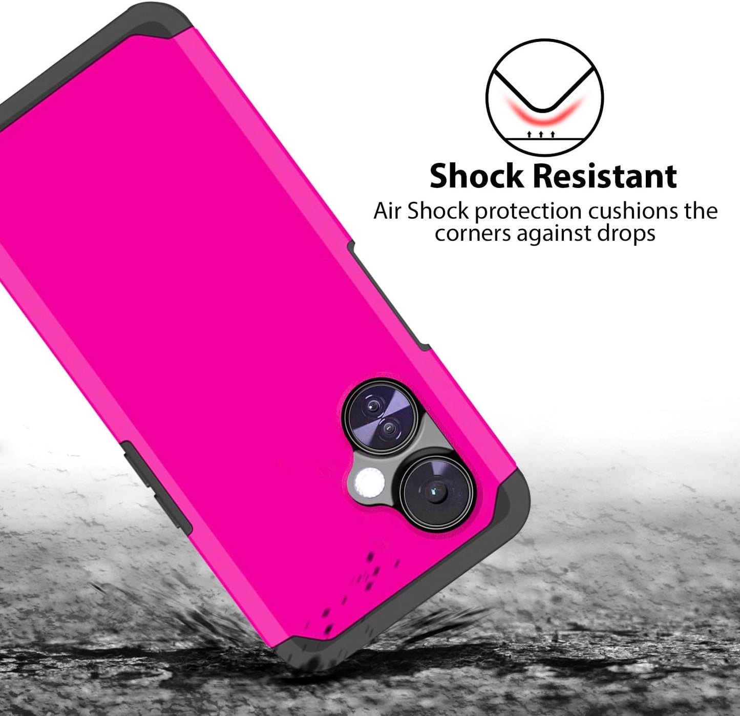 TJS Compatible for Oneplus Nord N30 5G Case, with Tempered Glass Screen Protector Dual Layer Hybrid (Magnetic Mount Friendly) Shockproof Drop Protection Impact Phone Case (Hot Pink)  TJS   
