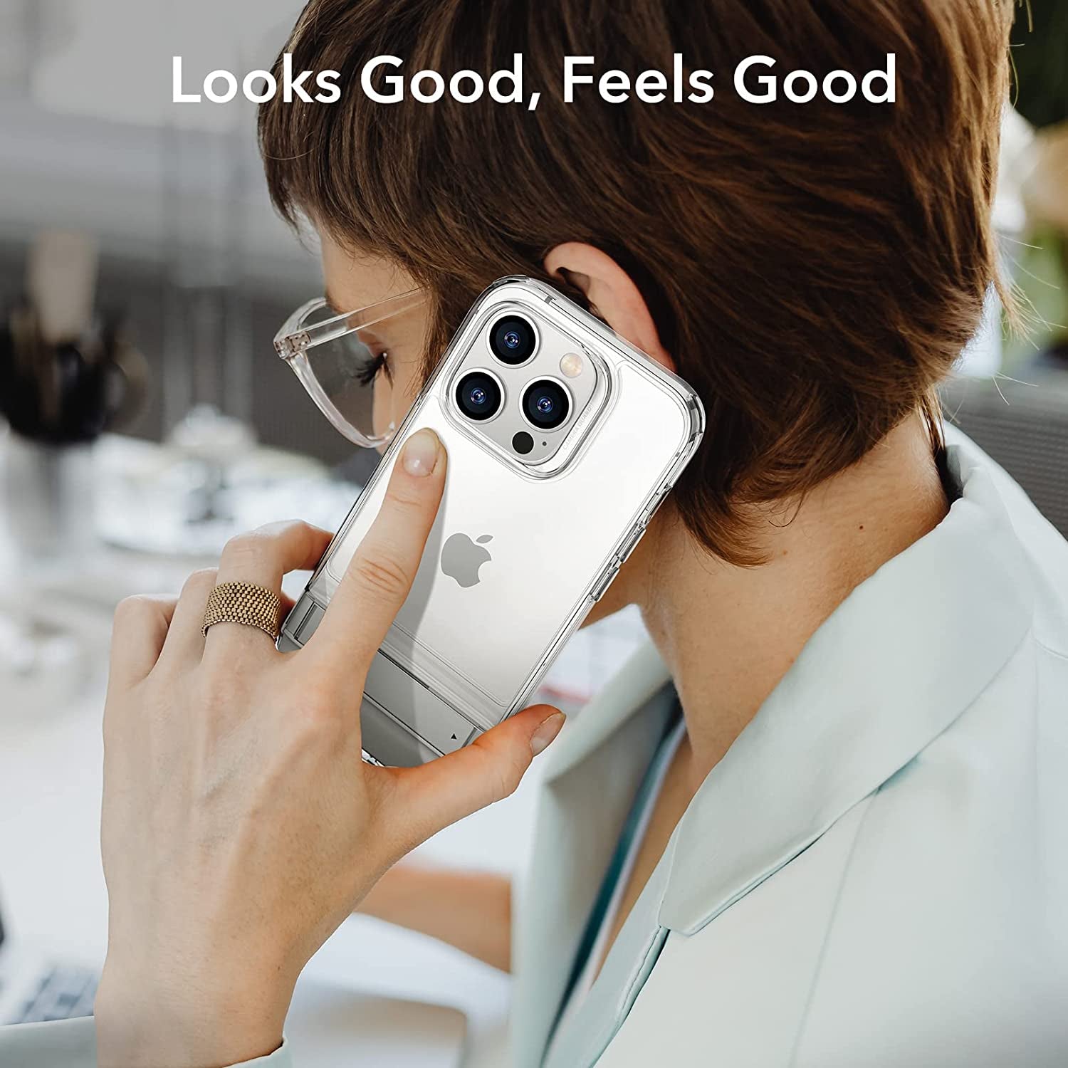 ESR for Iphone 14 Pro Case, 3 Stand Modes, Military-Grade Drop Protection, Supports Wireless Charging, Slim Back Cover with Stand, Phone Case for Iphone 14 Pro, Metal Kickstand Case, Clear  ESR   