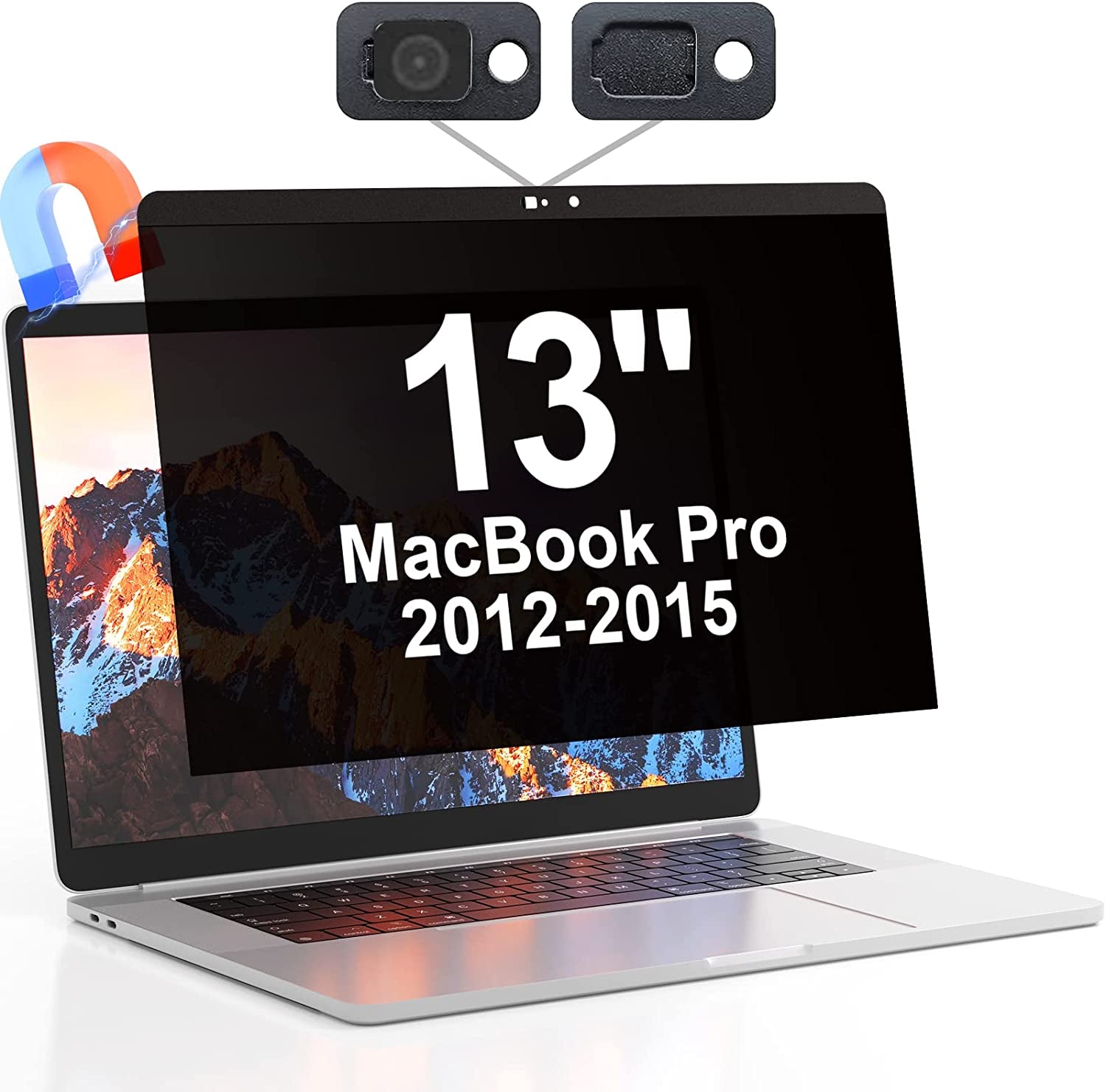 Ultra Thin Metal Magnet Web Camera Cover Silde for Macbook Pro Laptops Smartphone Mac PC Tablets, Adhesive Tabs Fix Bottom of Magnetic Privacy Screen  Mamol MacBook Pro 13 Inch(2012-2015)  
