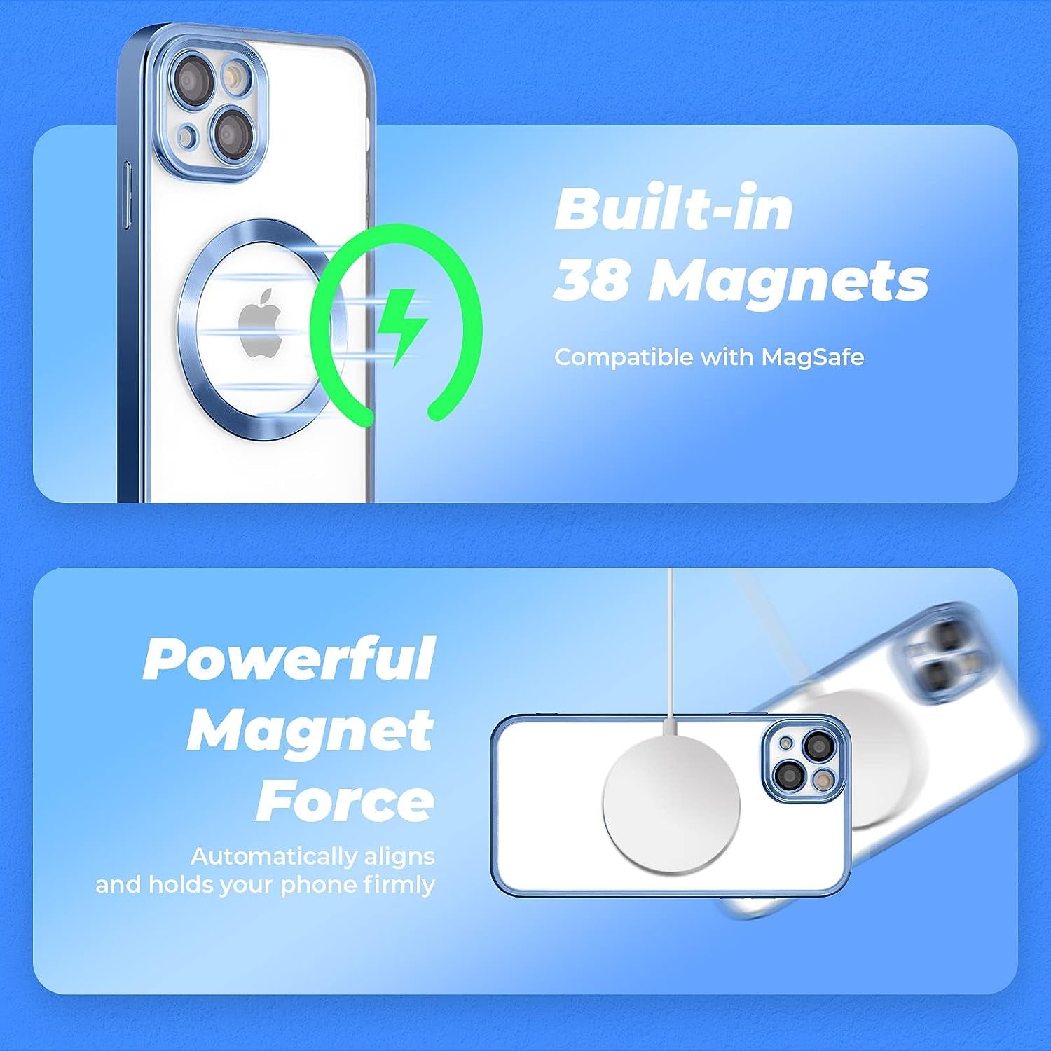 ZCDAYE Case for Iphone 13, Iphone 13 Phone Case Compatible with Wireless Charging,Blue Edge Electroplated Transparent Soft TPU Shockproof Case Cover for Iphone 13(6.1 Inches) - Blue  ZCDAYE   