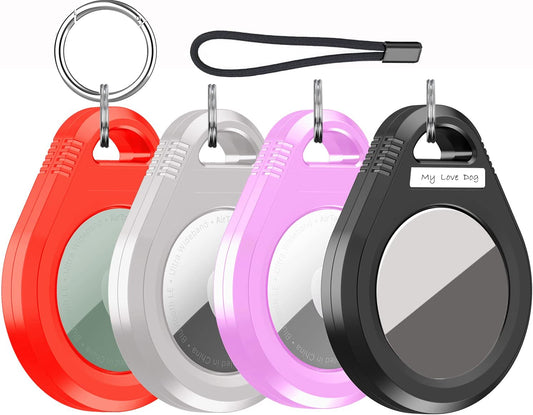 Airtag Case(4 Pack)+Keychain for Apple Airtag Multicolor, Airtags ，Key Ring Accessories with Keychain Holder Cover, Design for Dog Pet Collar Holder Amasing  amasing   