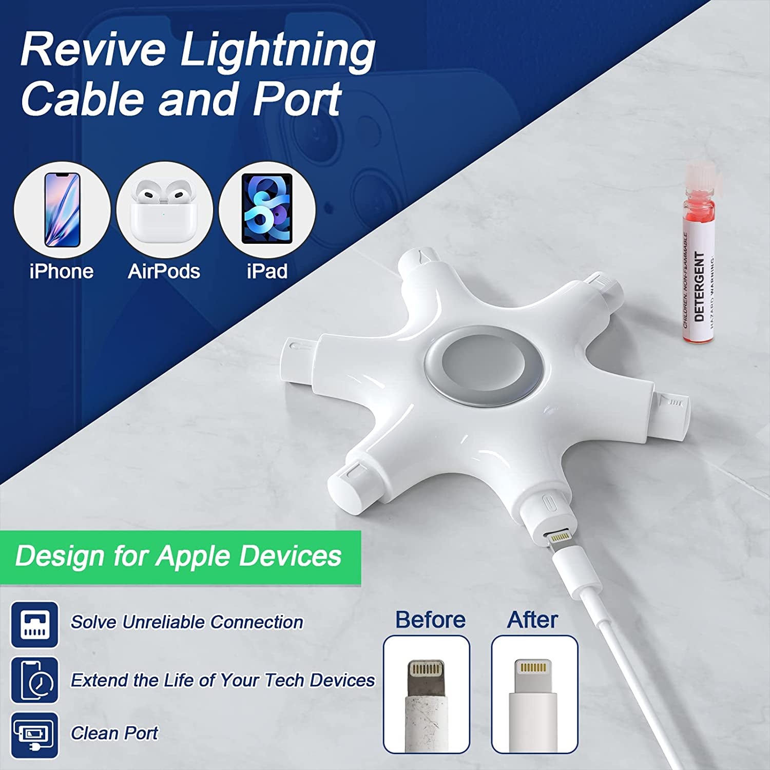 Phone Cleaning Kit Iphone Cleaner Earbuds Cleaner Kit- Repair Charging Port, Lightning Cables(And Type C), Speaker, Electonic Cleaner Tool for All Devices Cellphone Airpods Ipad  Grete Gotye   
