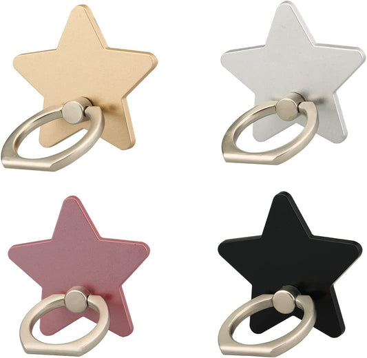 Lenoup Z179 (4 Pcs) Cell Phone Holder,Star Phone Ring Kickstand,Universal 360 Rotation Cell Phone Finger Ring Grip for Almost All Phones/Pad(4 Color Star)  lenoup   