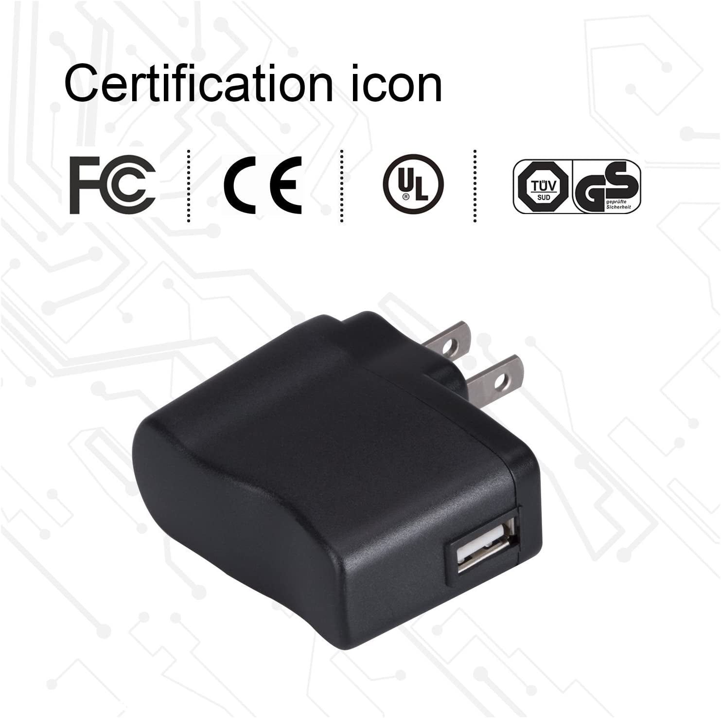 AGPTEK USB Wall Charger 5V 500Ma for Ipod, Sony, Walkmam, Sandisk MP3 MP4 Player, Fitness Tracker, Fitbit, Black  AGPTEK   