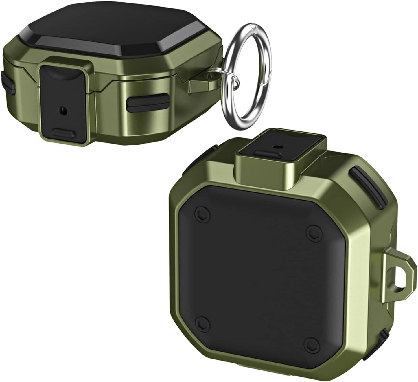 SKPY Cases for Samsung Galaxy Buds2 Pro/Buds 2/Buds Pro/Buds Live with Lock, Cool PC Armor Series Shockproof Cover with Keychain for Boys Teens  SKPY Dark Green  