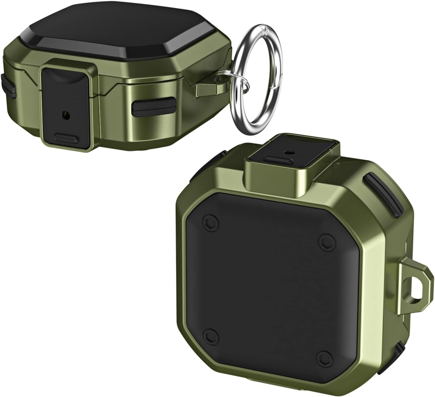 SKPY Cases for Samsung Galaxy Buds2 Pro/Buds 2/Buds Pro/Buds Live with Lock, Cool PC Armor Series Shockproof Cover with Keychain for Boys Teens  SKPY Dark Green  