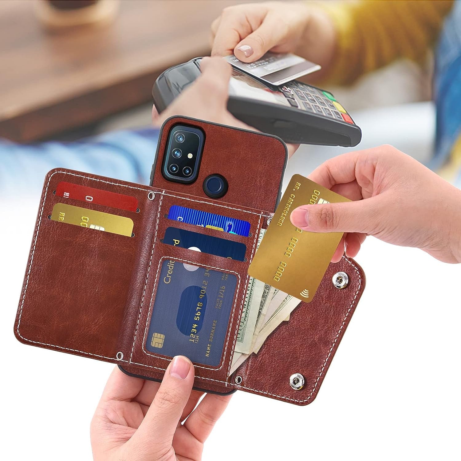 Asuwish Phone Case for Oneplus Nord N10 5G Wallet Cover with Screen Protector and Credit Card Holder Crossbody Strap Cell Accessories One plus N 10 G5 1 plus 10N 1Plus One+ 1+ N105G Women Girls Brown  Asuwish   