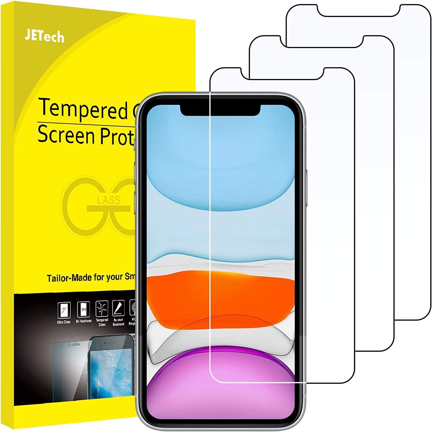 Jetech Screen Protector for Iphone 11 and Iphone XR, 6.1-Inch, Tempered Glass Film, 2-Pack  JETech 3-Pack  