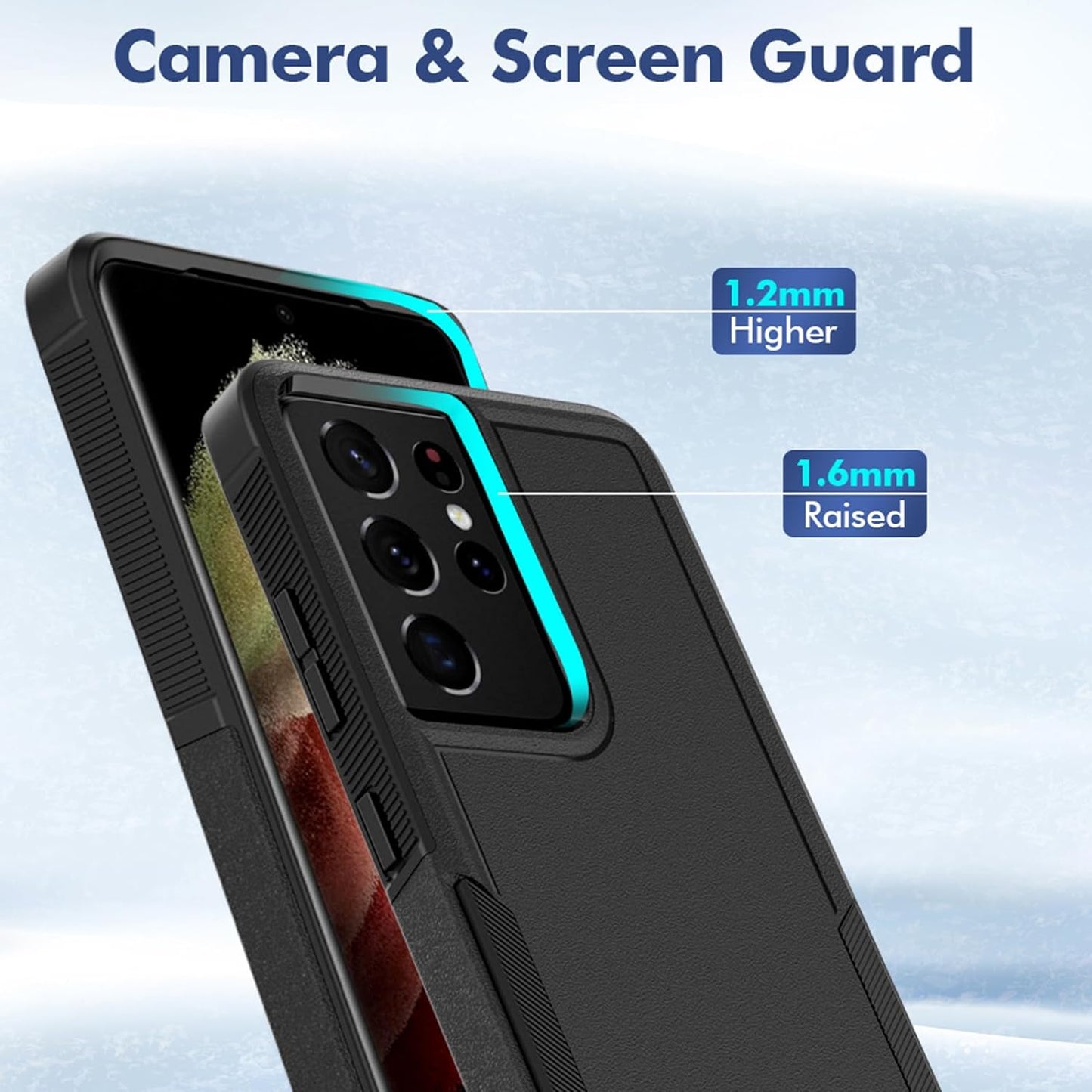 For Samsung Galaxy S21 Ultra Case: Dual Layer Protective Heavy Duty Cell Phone Cover Shockproof Rugged with Screen Protector - Military Protection Bumper Tough - Samsung Galaxy S21 Ultra 5G, Black  Jinxian Co., Ltd.   