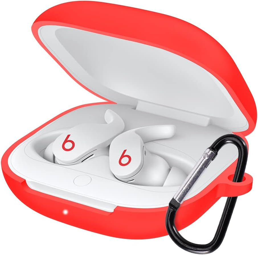 LEWOTE Silicone Case Cover Compatible for Beats Fit Pro [Support Wireless Charging] (Black)  LEWOTE Red  