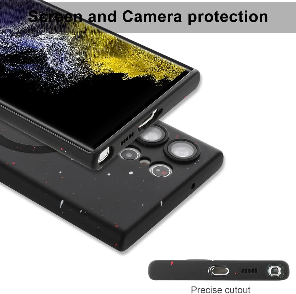 LEOMAKRON for Samsung Galaxy S22 Ultra Case Magnetic Silicone Case Compatible with Magsafe Shiny Spot S22 Ultra Soft Silicone Gel Rubber Bumper Magnetic Case Shockproof Case Black  LEOMAKRON   