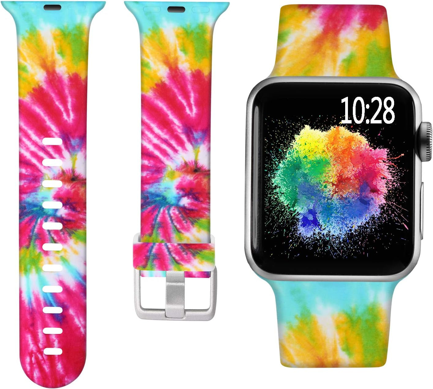 Laffav Compatible with Apple Watch Band 41Mm 40Mm 38Mm Iwatch SE & Ultra & Series 8/7/6/5/4/3/2/1 for Women Men, Sexy Leopard, S/M  Laffav Rainbow Graffiti 38/40/41MM M/L 