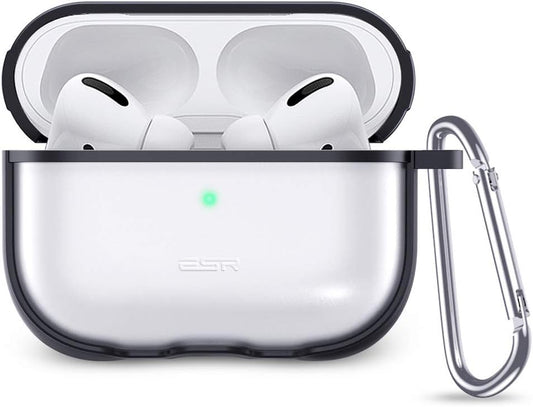 ESR Carrying Case for Airpods Pro Case 2019, Translucent Protective PC Cover with Hybrid TPU Frame and Keychain [Won'T Affect Wireless Charging],[Fingerprint Resistant Matte Surface], Black Frame  Electronic Silk Road Corp   