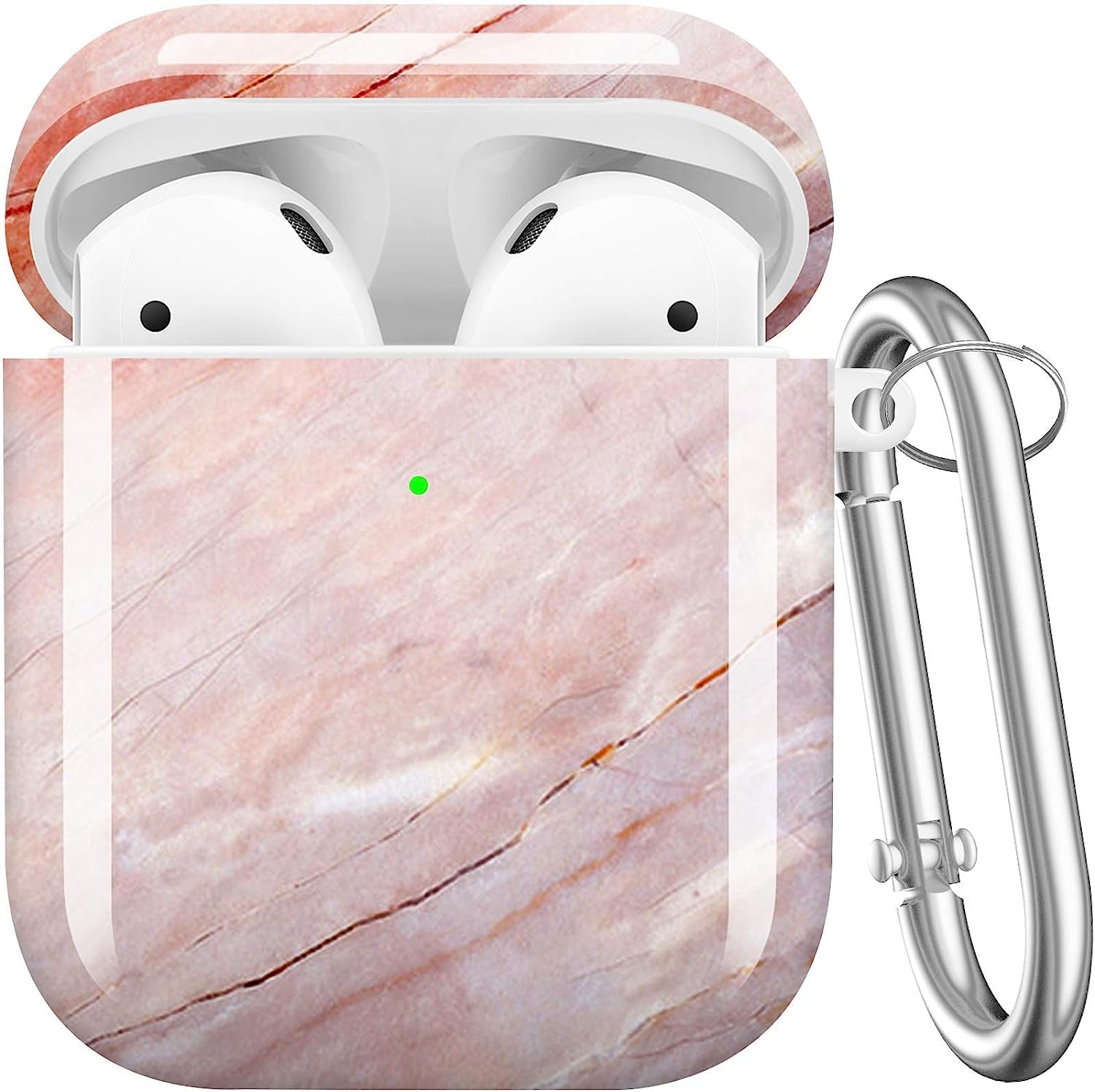 Maxjoy Compatible Airpods Case Cover, Leopard Print Case for Women Men Cute Air Pod 2 Hard Shell Protective Cover with Keychain Compatible with Apple Airpods Charging Case 2&1  Maxjoy Gold + Pink  