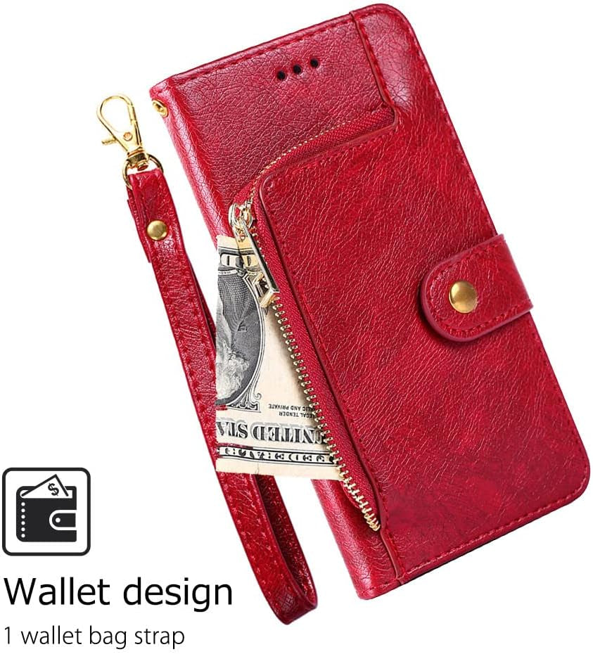 Bailishi BANLEI2U Phone Cover Zipper Wallet Folio Case for LG G7 THINQ, Premium PU Leather Slim Fit Cover for G7 THINQ, 1 Transparent Photo Frame Slot, Skin Friendly, Red  BANLEI2U   