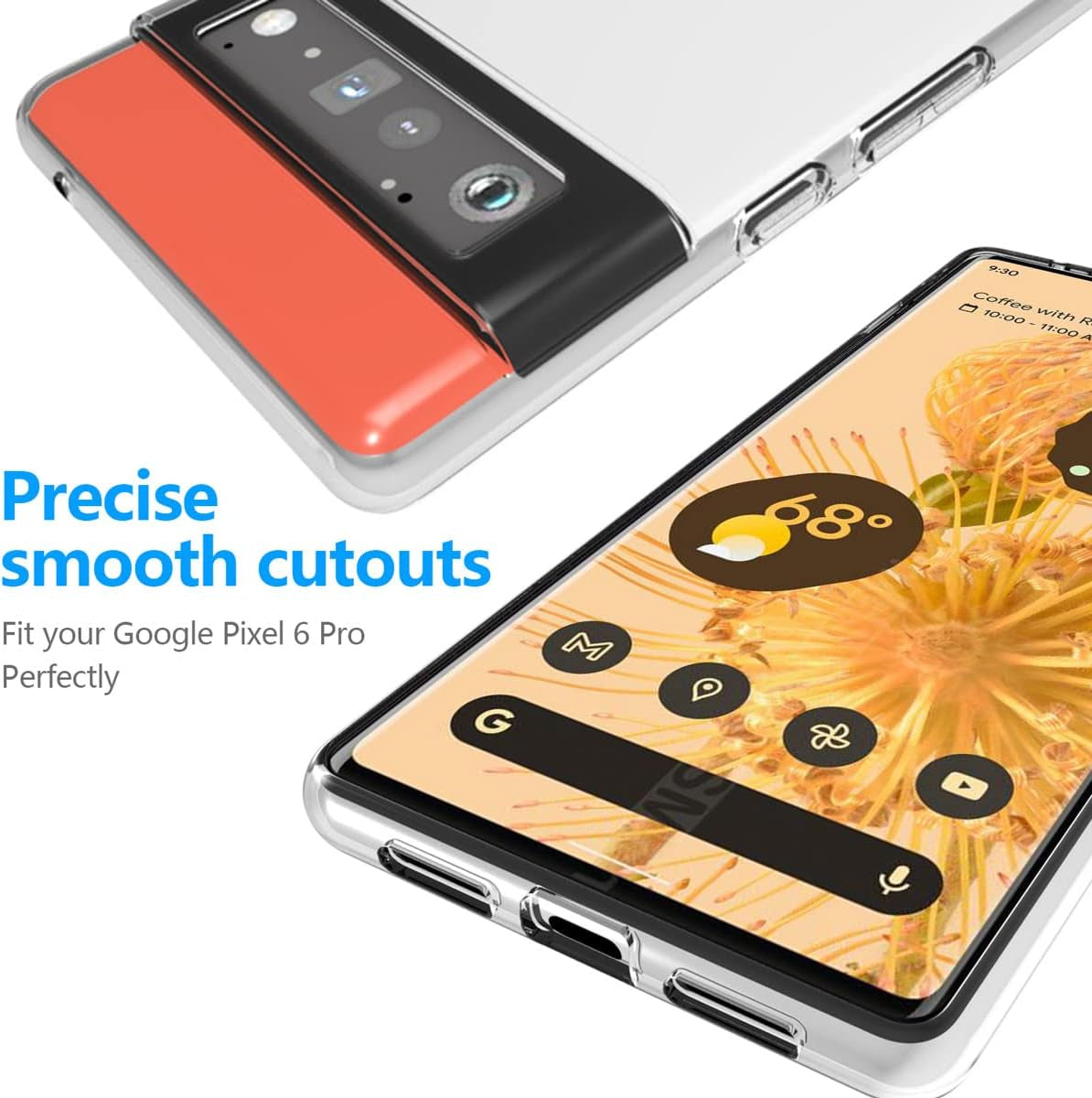 SNOSHO Google Pixel 6 Pro Clear Case,Thin Slim Soft Silicone Flexible TPU Gel Skin Anti-Scratch Shockproof Protective Case Cover for Google Pixel 6 Pro,Crystal Clear  SNOSHO   