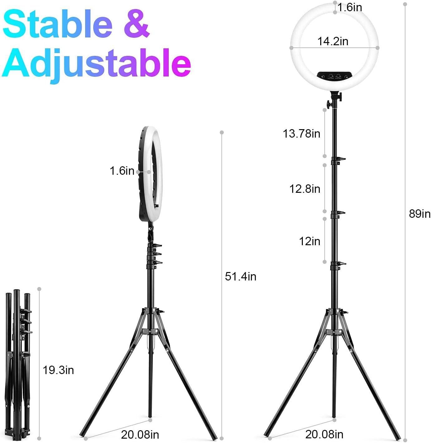 14" Ring Light with Tripod Stand & Phone Holder, Oldshark RGB Selfie Ring Light 15 Colors RGB LED Camera Ringlight for Livestream/Makeup/Youtube/Photography/ Tiktok  OldShark   