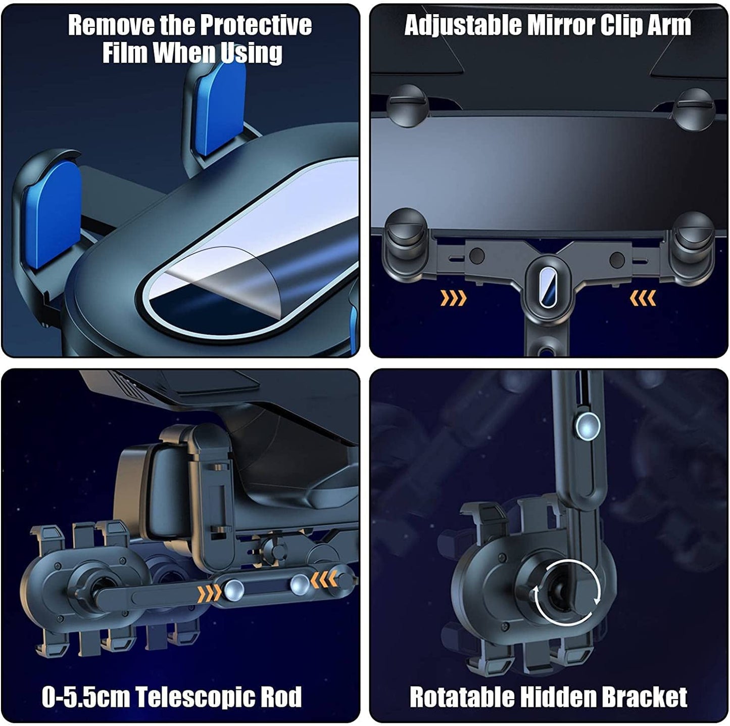 2023 Rearview Mirror Phone Mount for Car,[Big Rear Mirrors Friendly] Rear View Mirror Phone Holder,Universal Multifunctional Adjustable Car Phone Holder Mount Fit All Mobiles & Cars  Miiscase   