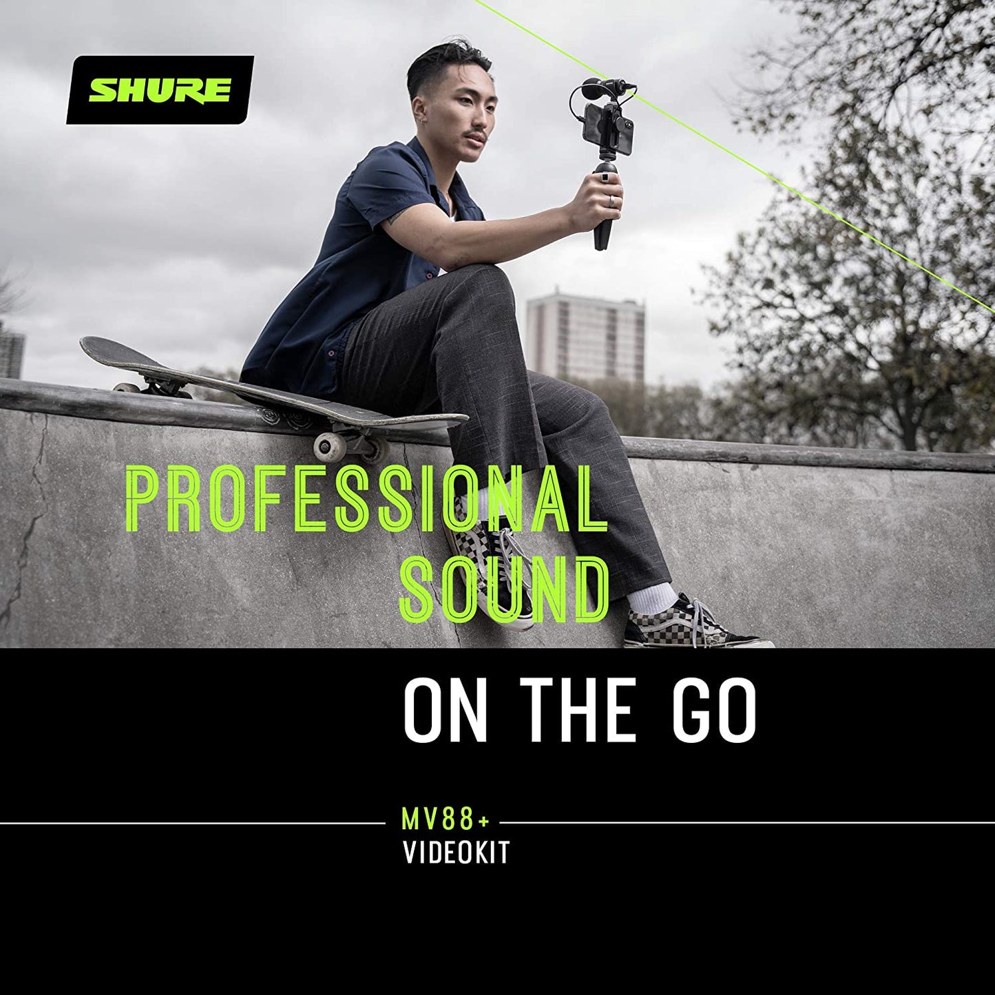 Shure MV88+ Video Kit - Digital Stereo Condenser Microphone for Apple and Android, with Manfrotto PIXI Tripod, Phone Clamp, Mount, Ios and USB-C Cables for Next-Level Connectivity (MV88+ Video KIT)  Shure   