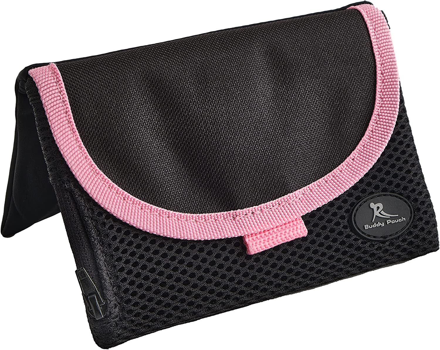Running Buddy Magnetic Buddy Pouch, Beltess, Chafe and Bounce Free, Runners Fanny Pack, Phone Holder, Great for Running, Walking, Traveling & More, for Men & Women - 6-3/4” L X 4” W - Black and Pink  Runner's High   