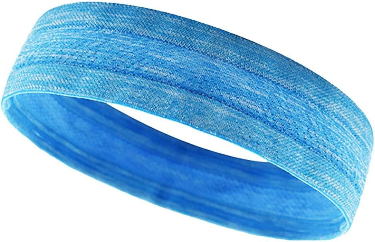 Cnebo Yoga Sports Headband for Women & Men, Breathable Solid Sweatband Anti-Slip Headbands Workout Running Headwrap Hair Bands  Cnebo Headbands Sky Blue  