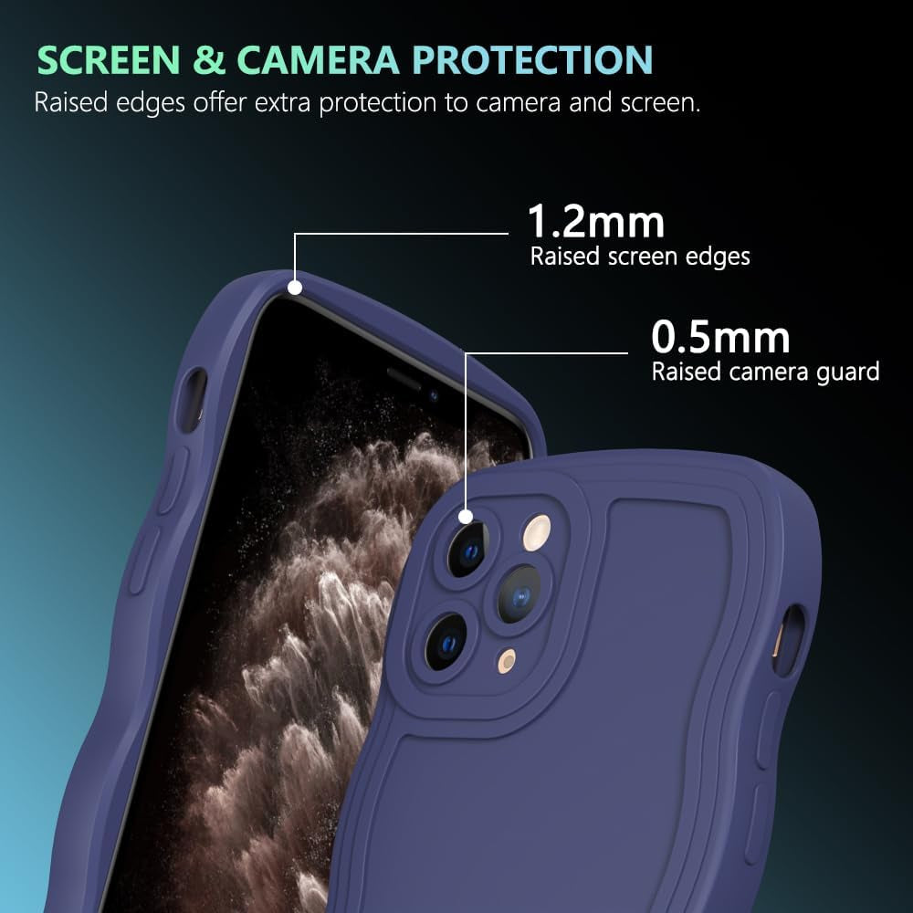 WOGROO Case for Iphone 11 Pro Case,Wave Curly Frame Design,Soft Flexible Tpu,Cute Wavy Solid Color Aesthetic Flashion Phone Case Shockproof Protective Case Cover 5.8" - Dark Purple  WOGROO   
