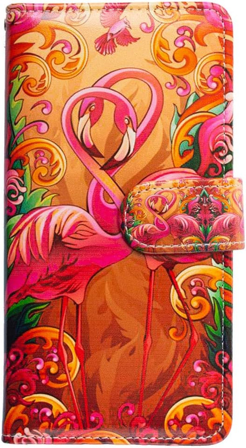 Bcov LG G8 Thinq Case,Lg G8 Case, Pink Feathers Flamingos Leather Flip Case Wallet Cover with Card Slot Holder Kickstand for LG G8 Thinq 2019  Bcov   