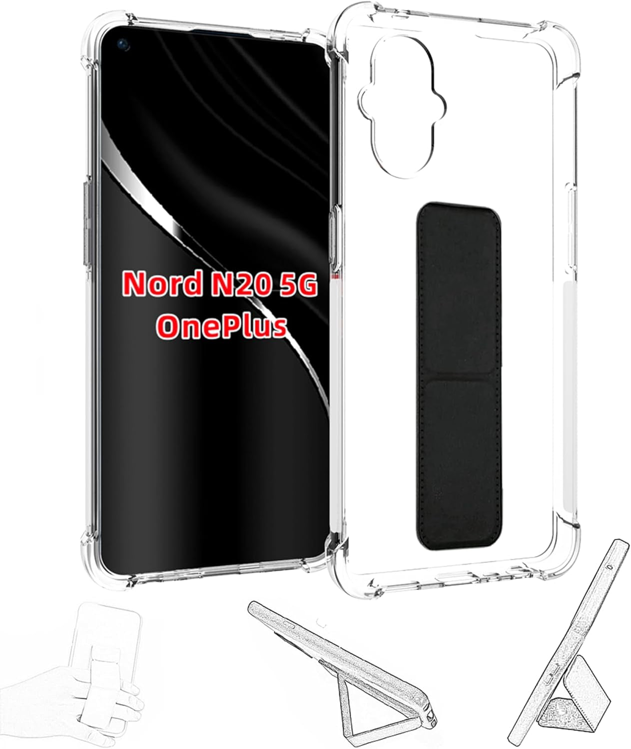 Jioeuinly for Sony Xperia 1 V Case Compatible with Sony Xperia 1 V Phone Case Cover [Adhesive Folding Support] [Shockproof Protection] Clear  jioeuinly Oneplus Nord N20  