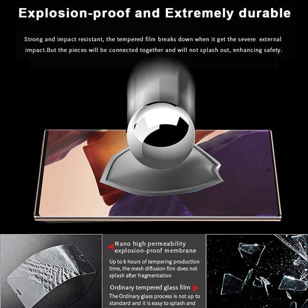 [2+2 Pack] Galaxy Note 20 Ultra Screen Protector Include 2 Pack Tempered Glass Screen Protector + 2 Pack Tempered Glass Camera Lens Protector,Easy Install,3D Curved for Samsung Galaxy Note 20 Ultra 5G  UIYTRAESTING   
