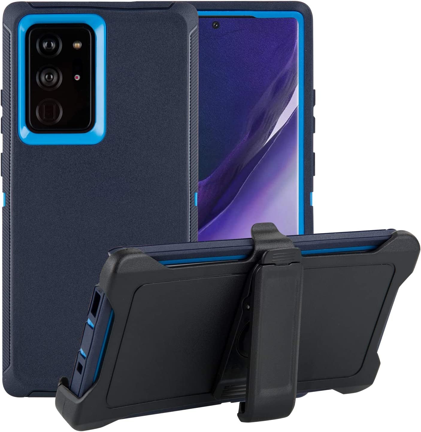 Galaxy Note 20 Case,Drop Protection Full Body Rugged Heavy Duty Case,Shockproof/Drop/Dust Proof 3-Layer Protective Durable Cover for Samsung Galaxy Note 20 (Black)  Cljlixcy Admiral Blue/Royal Blue With Belt Clip Compatible With Galaxy Note 20 (6.7 Inch) 