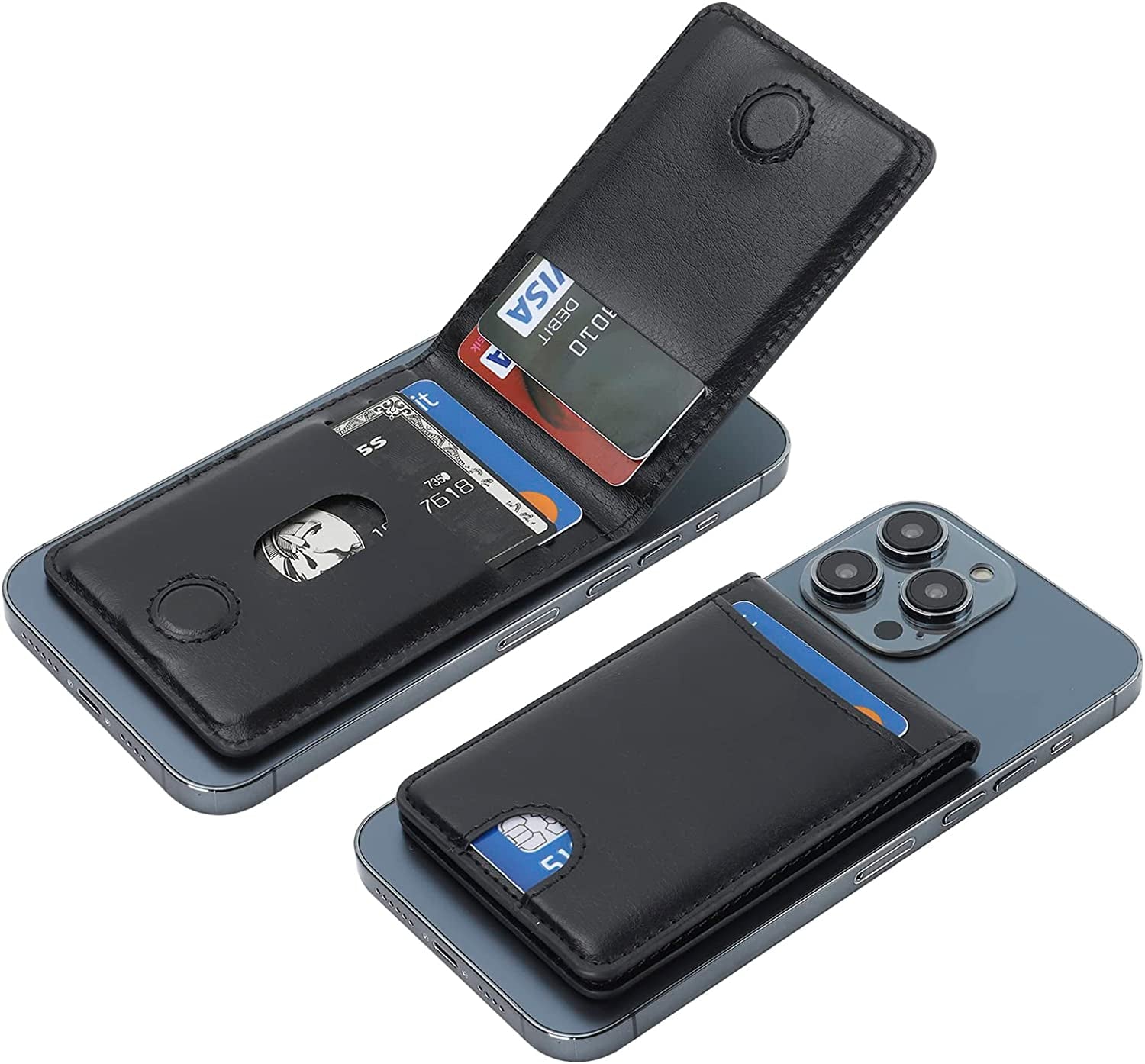 KIHUWEY for Magsafe Wallet Card Holder with Magnetic, Mag Safe Leather Detachable Kickstand RFID Wallet for Iphone 14 Pro Max/14 Pro/14/14 Plus/13 Pro Max/13 Pro/13/12 Pro Max/12 Pro/12 (Black)  KIHUWEY   