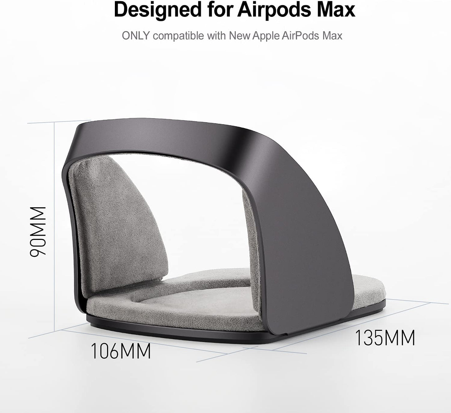 SUPERONE Smart Headphone Stand Designed for Airpods Max, Headset Holder with Hibernating Base Airpods Max Stand Aluminum Alloy, Grey  SUPERONE   