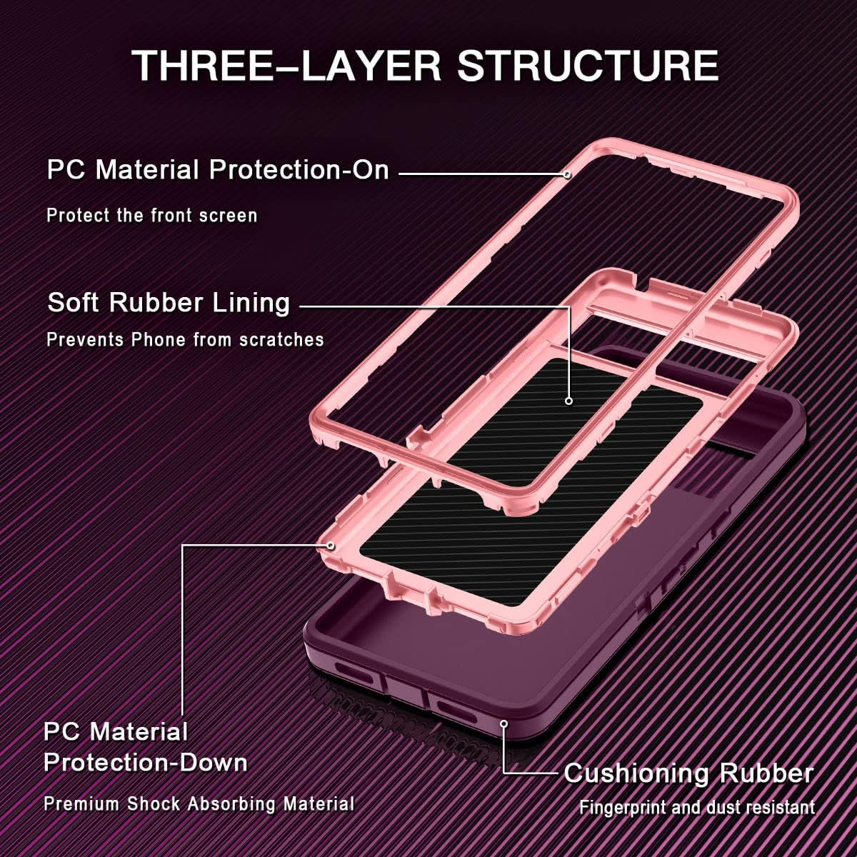 I-HONVA for Google Pixel 8 Pro Case Shockproof Dust/Drop Proof 3-Layer Full Body Protection [Without Screen Protector] Rugged Heavy Duty Durable Cover Case for Google Pixel 8 Pro 6.7" 2023,Purple/Pink  I-HONVA   