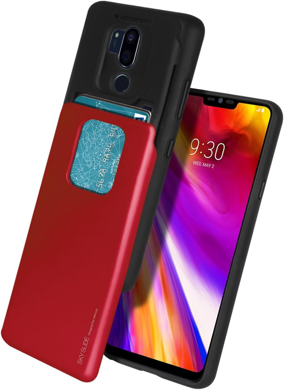 Mercury [Sliding Card Holder] Protective Dual Layer Bumper [TPU+PC] Cover with Card Slot Wallet for LG G7 Thinq (Red) LGG7-SKY-RED  Mercury   