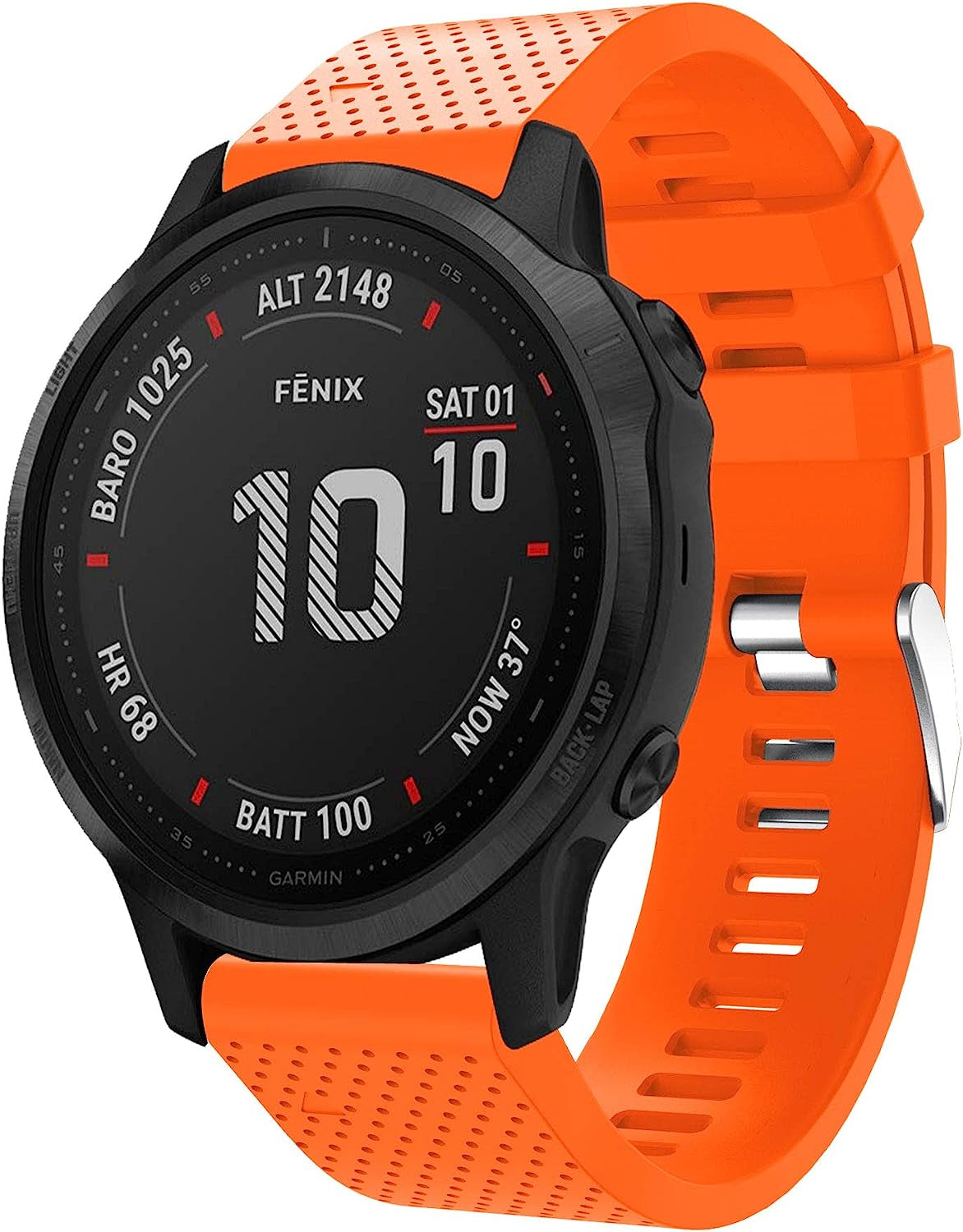 Fit for Garmin Fenix 6S Pro Watch Bands, Fenix 6S Sapphire Quick Fit 20 Watch Band Silicone Replacement Straps Accessory Band Wristbands Fit for Garmin Fenix 5S plus for Women Men (Black)  XHNee Orange  