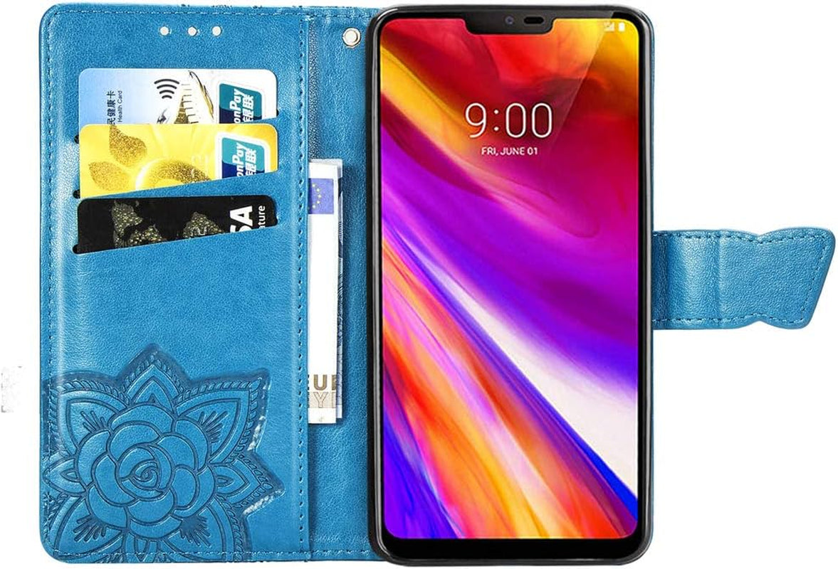 LEMAXELERS LG G7 Thinq Case Bling Diamond Butterfly Embossed Wallet Flip PU Leather Magnetic Card Slots with Stand Cover for LG G7 Thinq/Lg G7 One Diamond Butterfly Blue SD  LEMAXELERS   