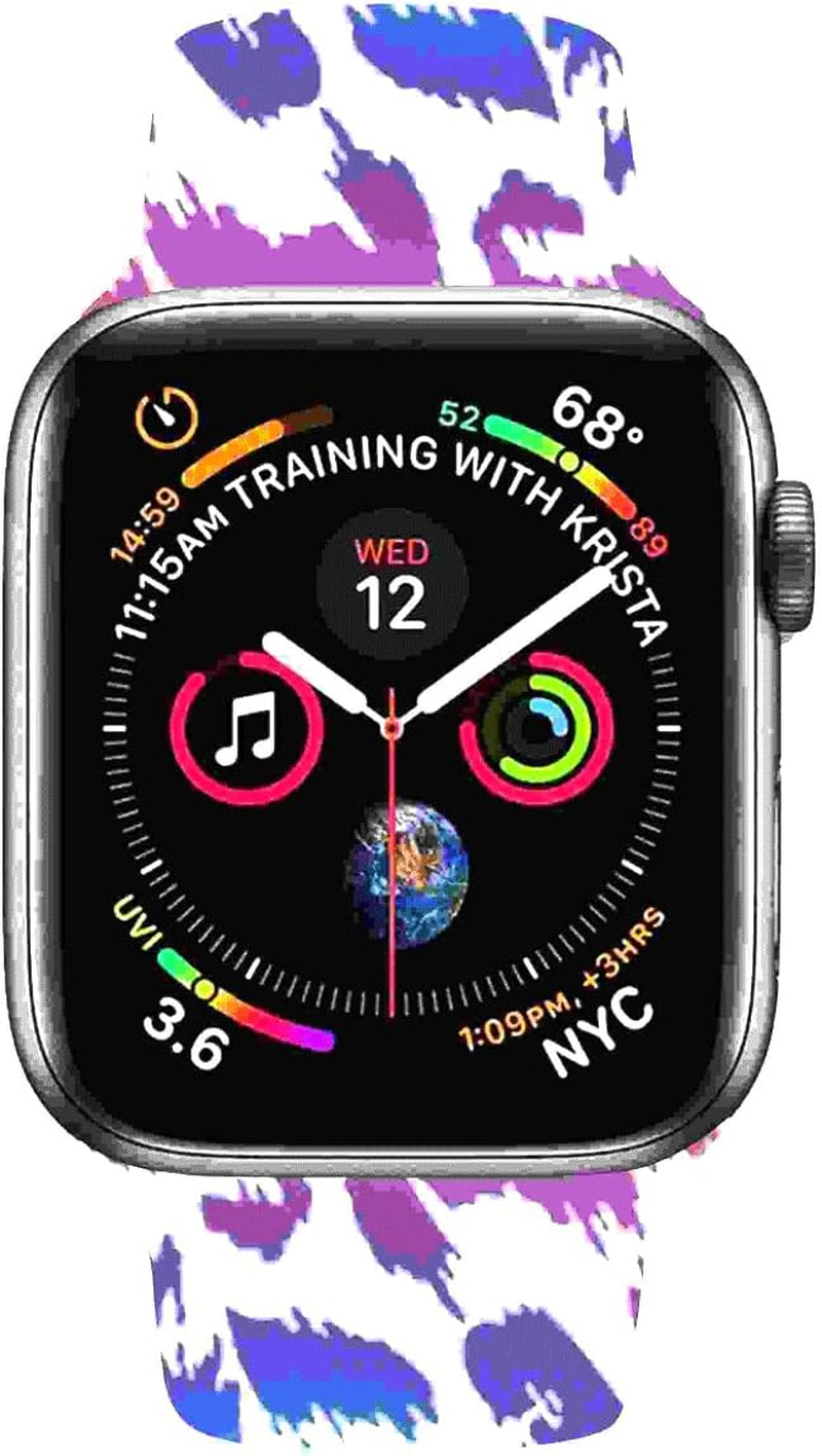 Hi-Yoohere Stylish Wild Leopard Printing Bands Compatible with Apple Watch 42Mm 44Mm 45Mm M/L, Bright Soft Silicone Wristband Strap for Iwatch SE & Series 7/6/5/4/3/2/1 for Girls Women (Color A12)  HYHMXB   