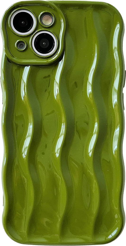 Caseative Water Ripple Pattern Curly Wave Frame Soft Compatible with Iphone Case (Green,Iphone 14 Pro)  Caseative   