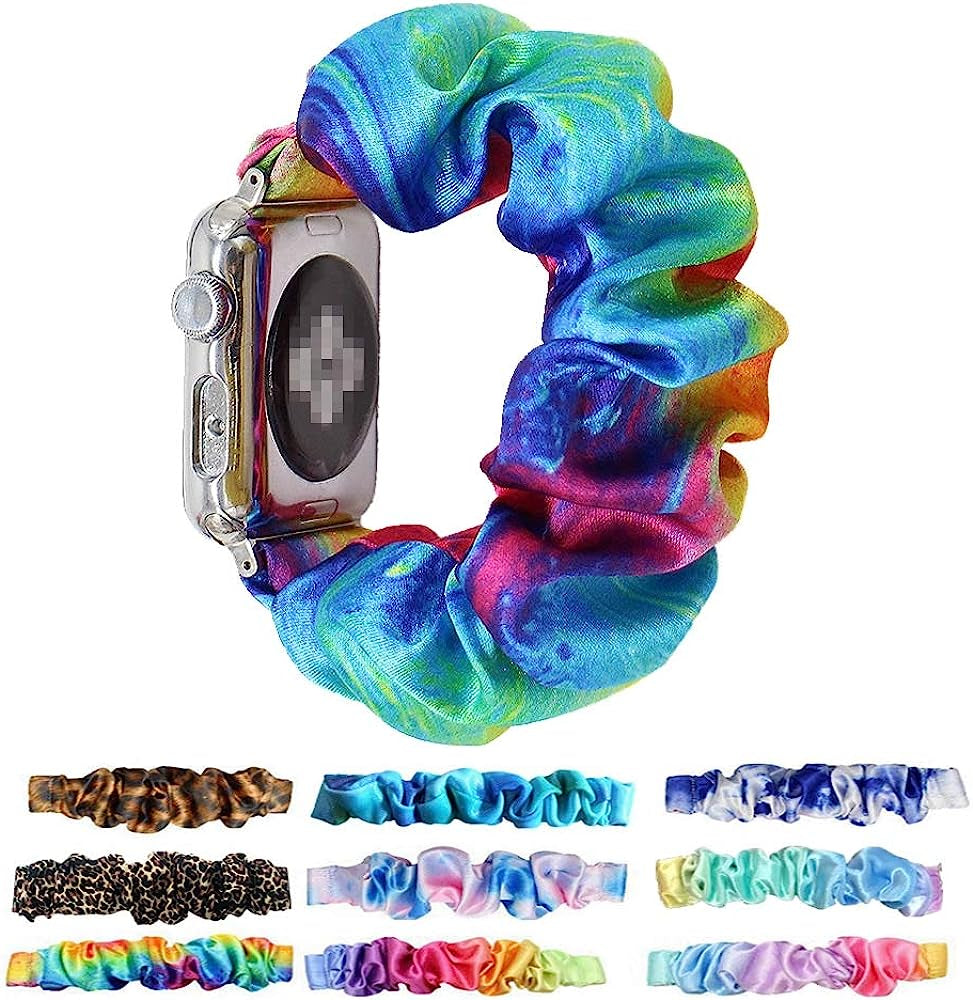 Tomcrazy Scrunchie Elastic Watchband for Apple Watch Band Series 8 7 6 5 4 3 2 1 SE Ultra, Watch Band for Iwatch 49Mm 45Mm 41Mm 38Mm 40Mm 42Mm 44Mm Strap Bracelet  Ruidou Technology Co Ltd Rainbow 69 41mm/40mm/38mm 