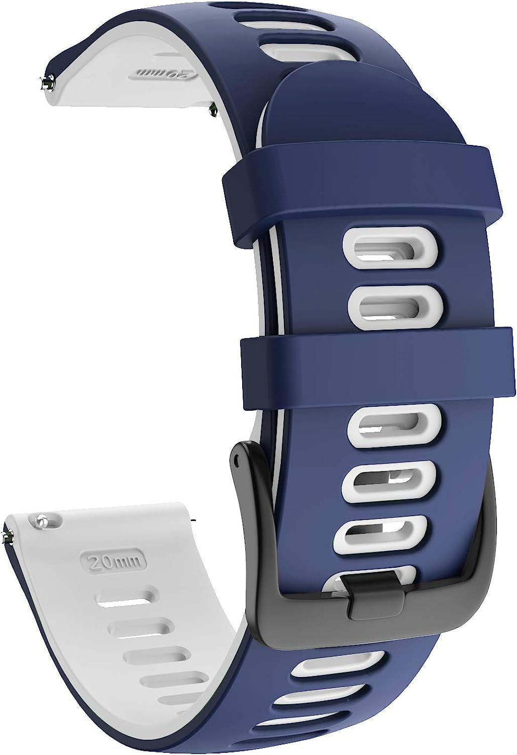 ISABAKE Soft Silicone Garmin Watch Strap for Garmin Vivoactive 3/Samsung Galaxy Active 2/Garmin Forerunner 245/245 Music 645/Forerunner 645 Music  ISABAKE Dark blue white 20mm 