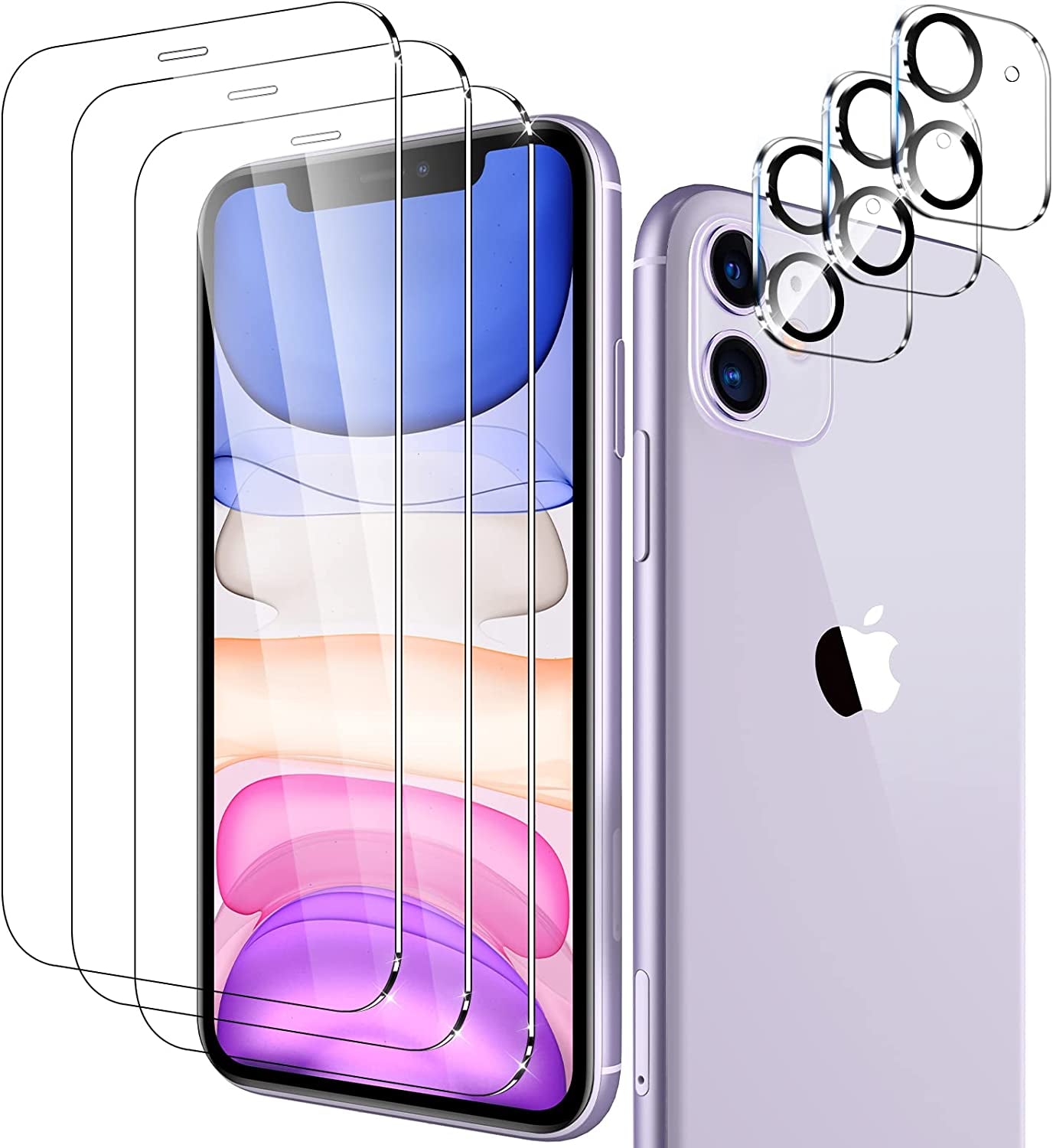 WHPXJY [3+3 Pack] Iphone 11 Screen Protector with Camera Lens Protector, 9H Hardness Anti-Scratch, Bubble Free, Case Friendly, Ultra HD Clear Tempered Glass Film for Iphone 11 6.1"  Crworld   